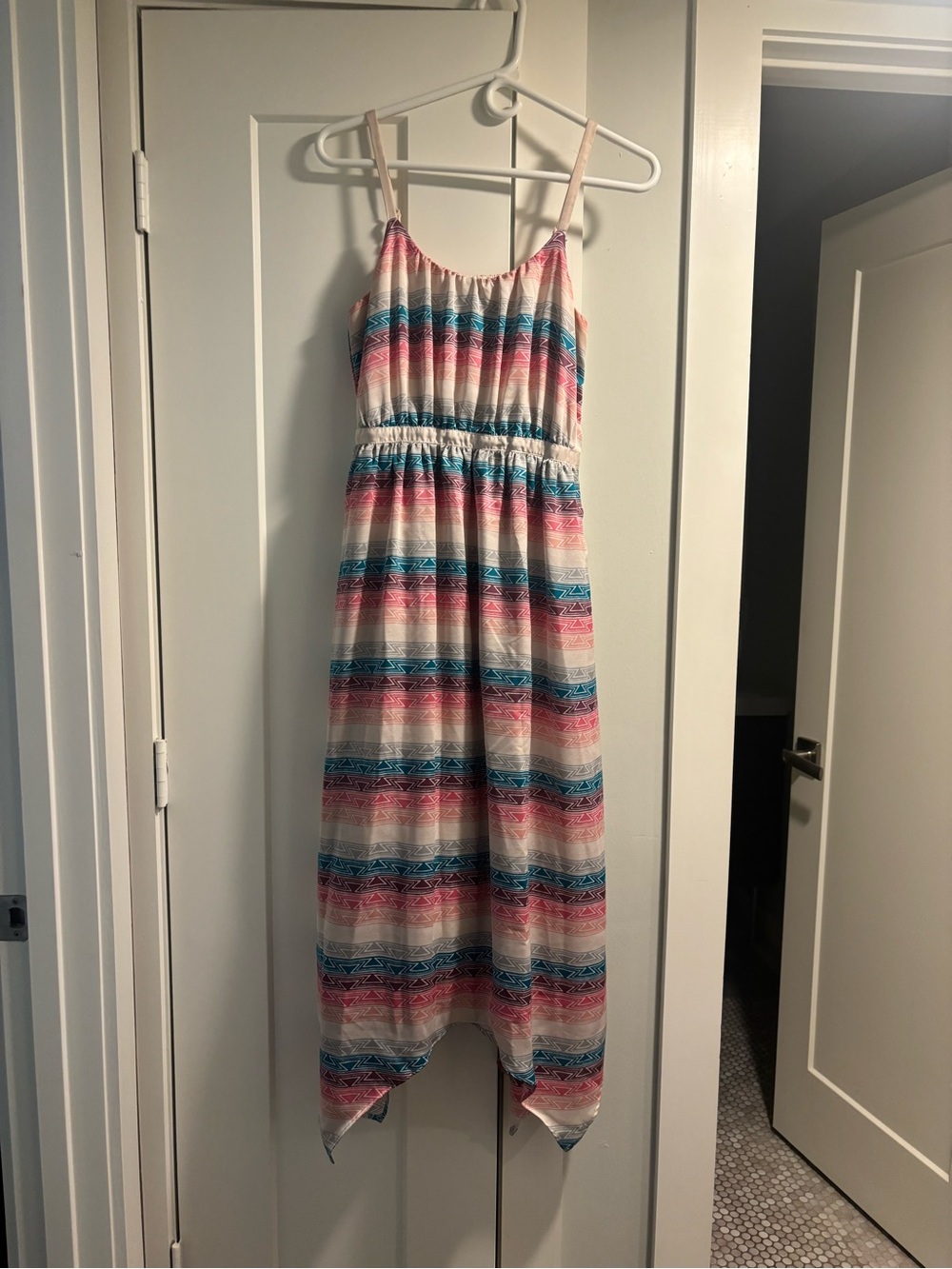 Women Pink and Blue Striped Maxi One-Piece Dress with Pockets